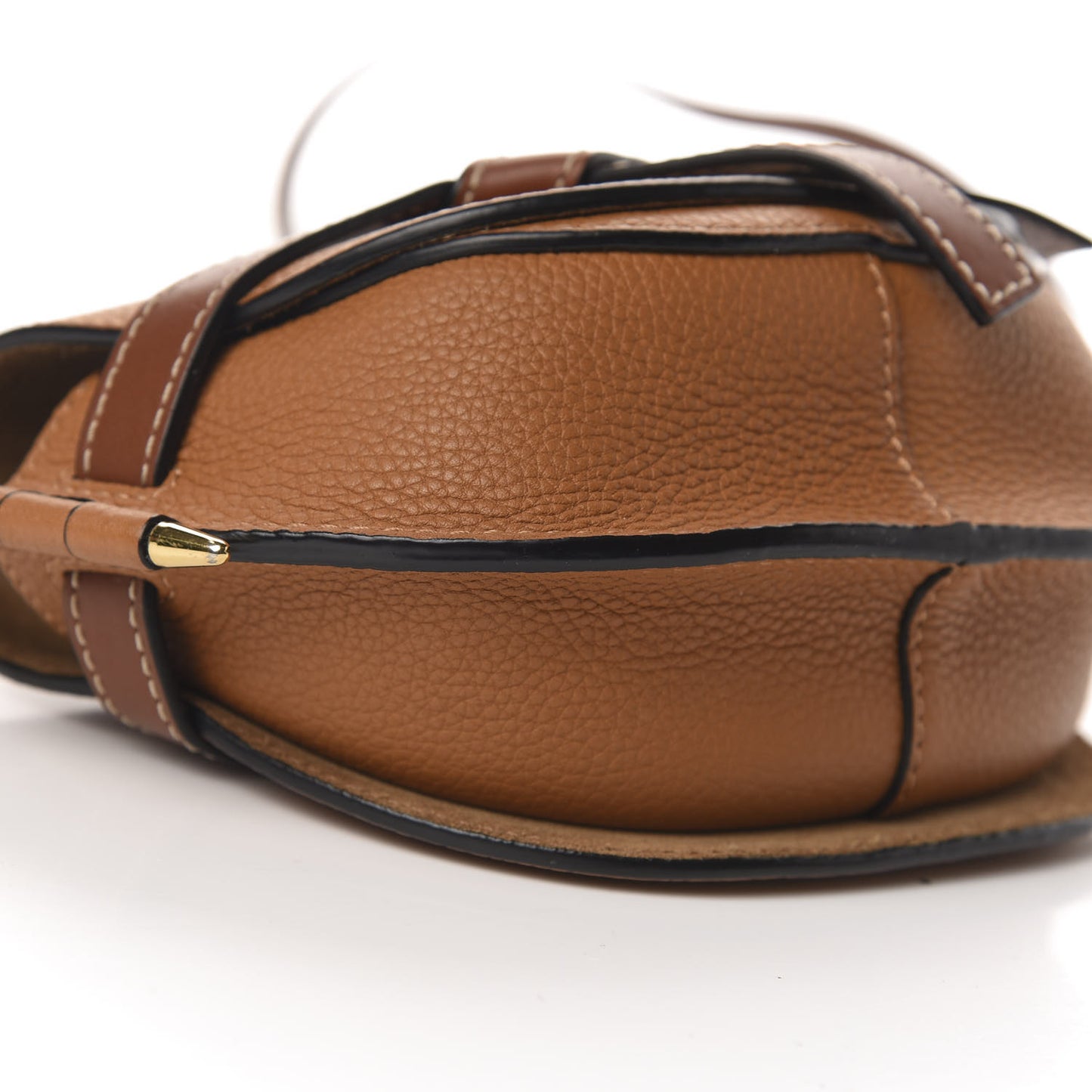 Grained Calfskin Mini Gate Crossbody Bag Caramel Pecan