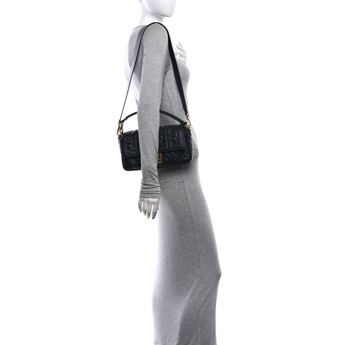 Nappa FF 1974 Embossed Baguette Black