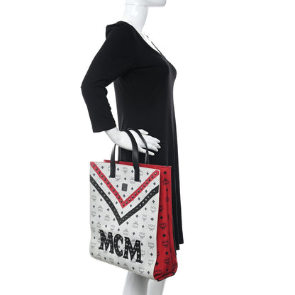 MCM X Ekocycle Visetos Studded Tote White Black 3 of 9