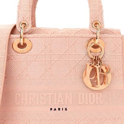 Christian Dior Canvas Embroidered Cannage Medium Lady D-Lite Pink 6 of 8