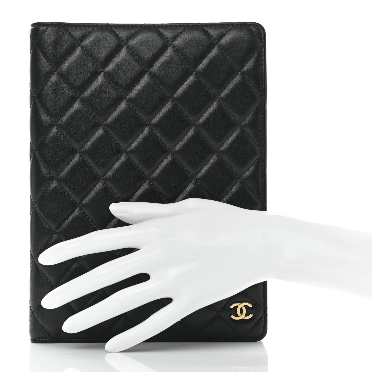 Lambskin Quilted Large Agenda Cover Black