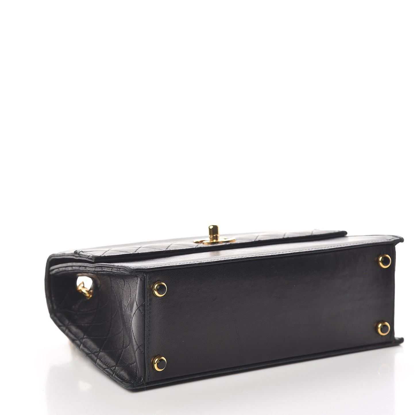 Lambskin Quilted Shoulder Flap Bag Black