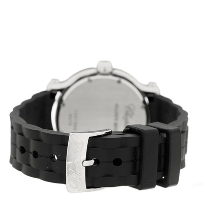 Chopard Stainless Steel Rubber 3 Diamond 36mm Happy Sport Quartz Watch Black 3 of 5