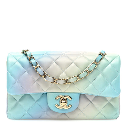 Chanel Lambskin Quilted Tie Dye Ombre Mini Rectangular Flap Blue Multicolor 1 of 10