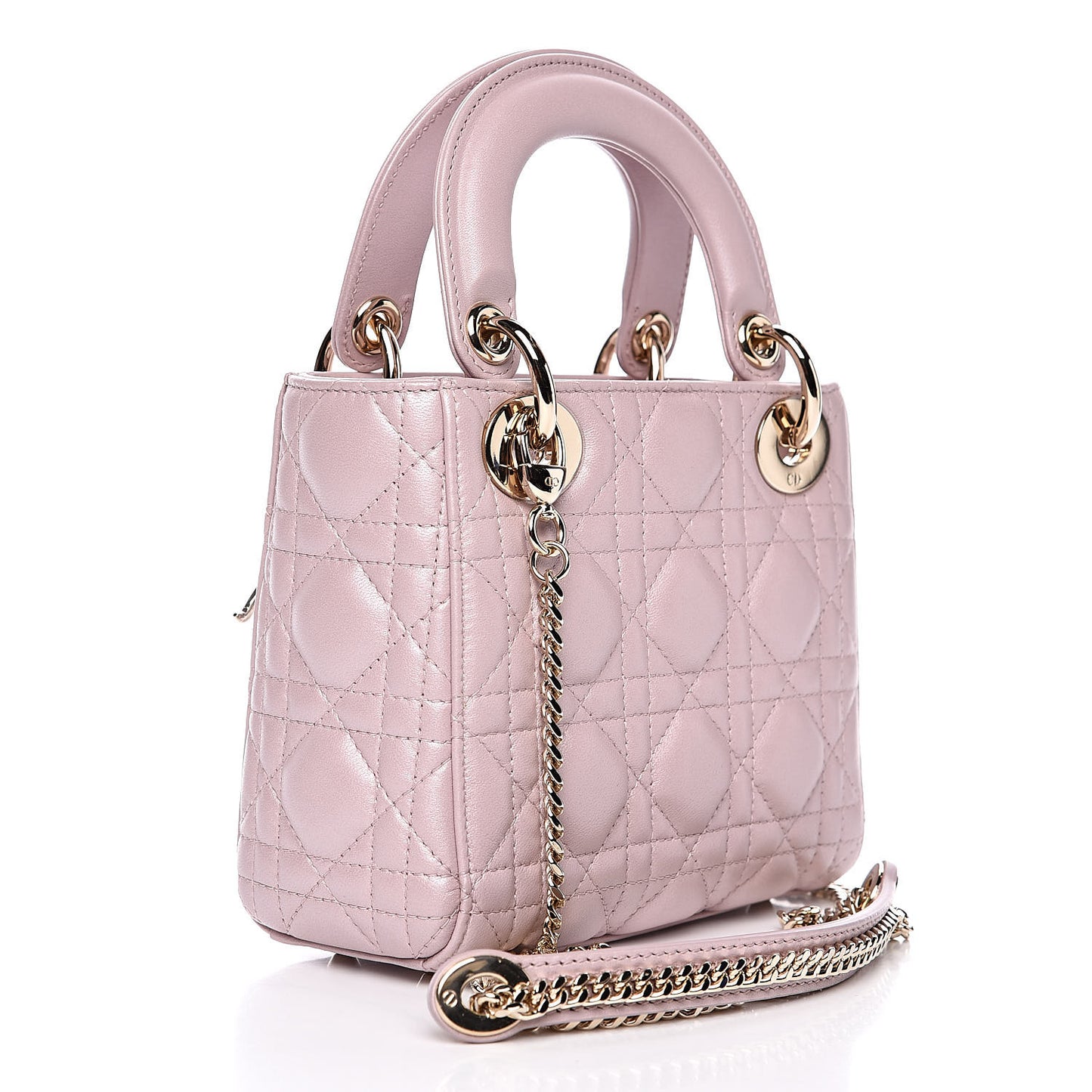 Metallic Lambskin Cannage Mini Lady Dior Lotus