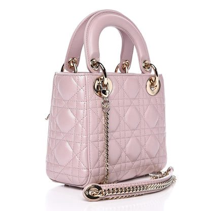 Christian Dior Metallic Lambskin Cannage Mini Lady Dior Lotus 3 of 10