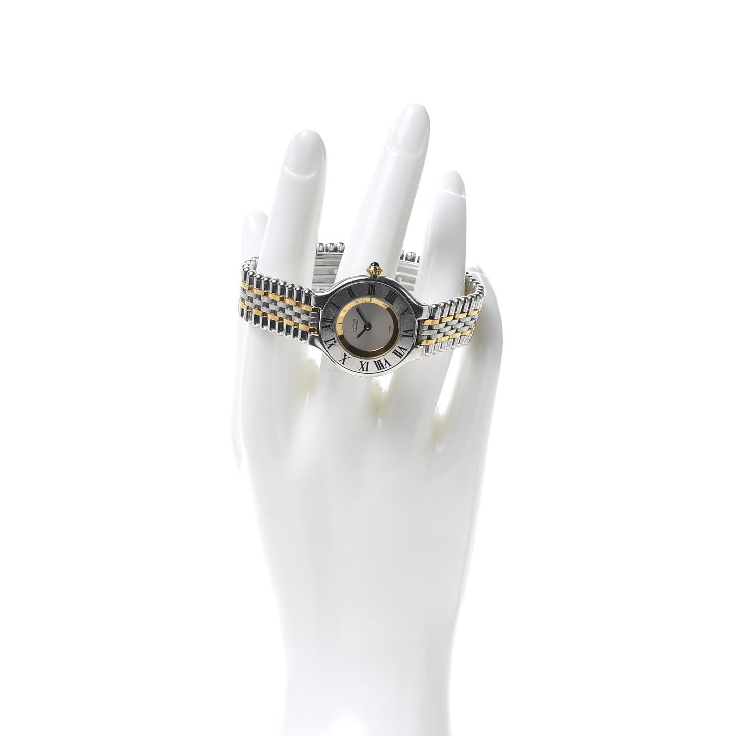 Stainless Steel 18K Yellow Gold 28mm Must De 21 Bullet Link Quartz Watch
