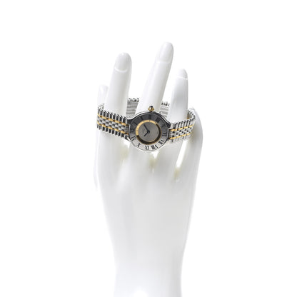 Cartier Stainless Steel 18K Yellow Gold 28mm Must De 21 Bullet Link Quartz Watch 2 of 6