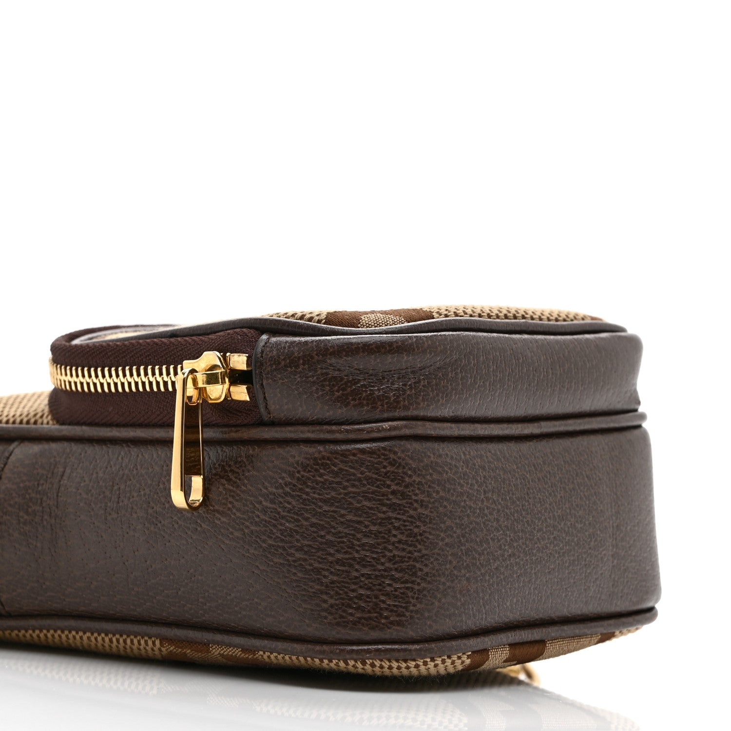 Gucci Monogram Jumbo GG Textured Dollar Calfskin Web Shoulder Bag Camel Ebony New Acero 9 of 10
