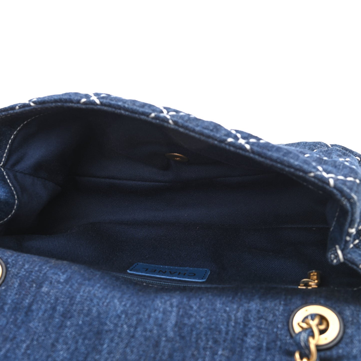 Denim Quilted Medium Denim Trip Single Flap Blue