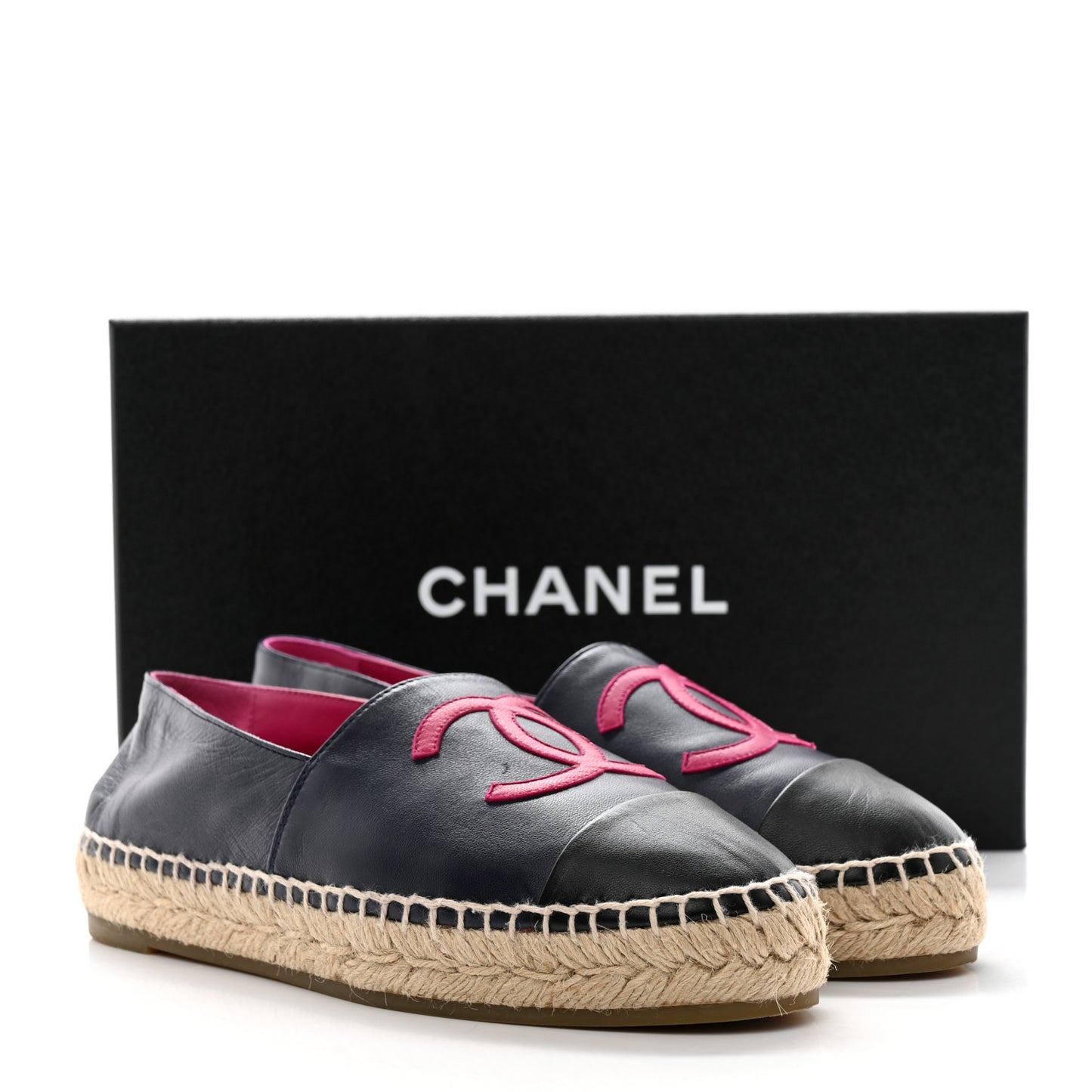 Lambskin CC Espadrilles 37 Navy Fuchsia Black