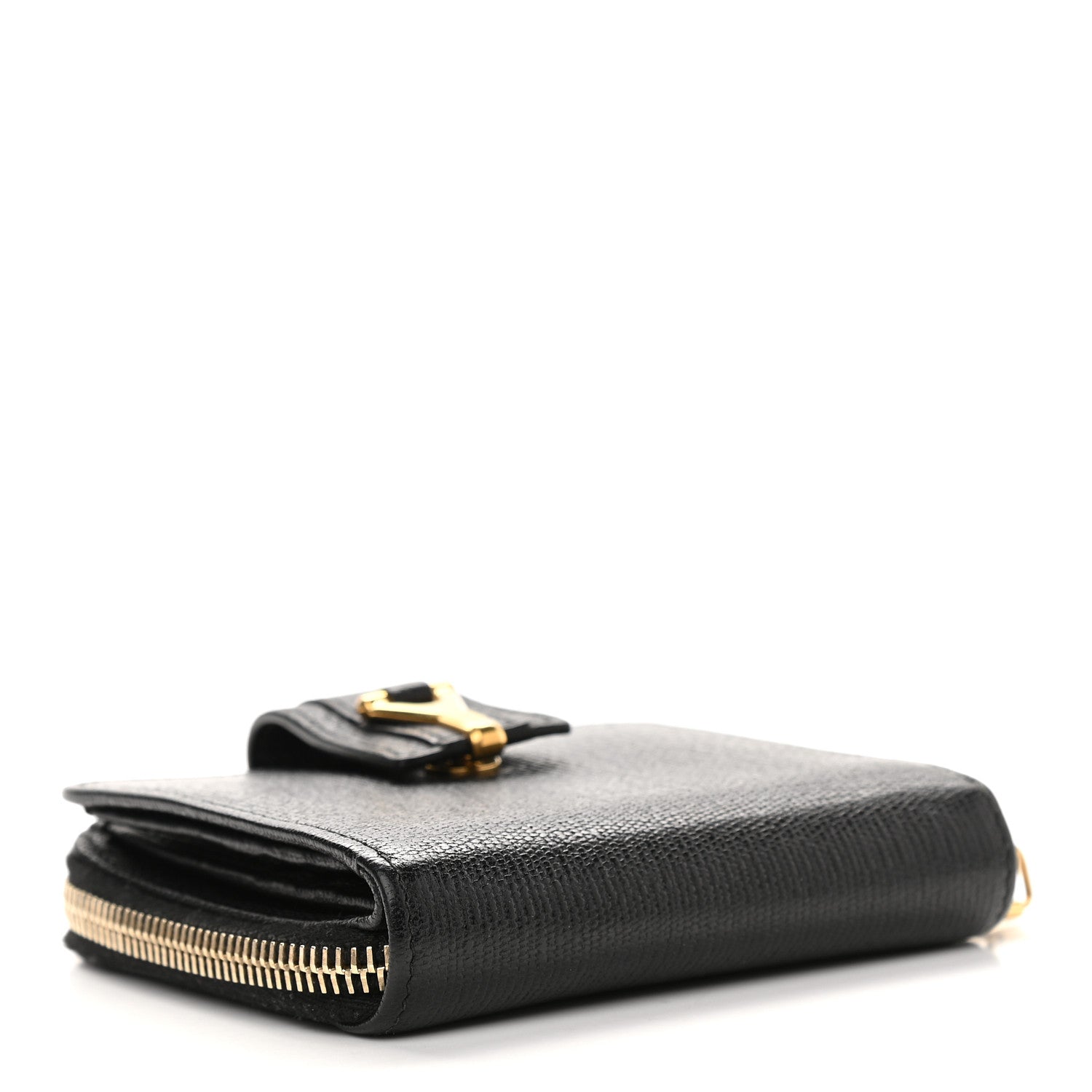Saint Laurent Textured Calfskin Classic Y Ligne Compact Wallet Black 5 of 9