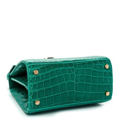 Salvatore Ferragamo Crocodile Gancini 2-Way Top Handle Bag Verde 4 of 13