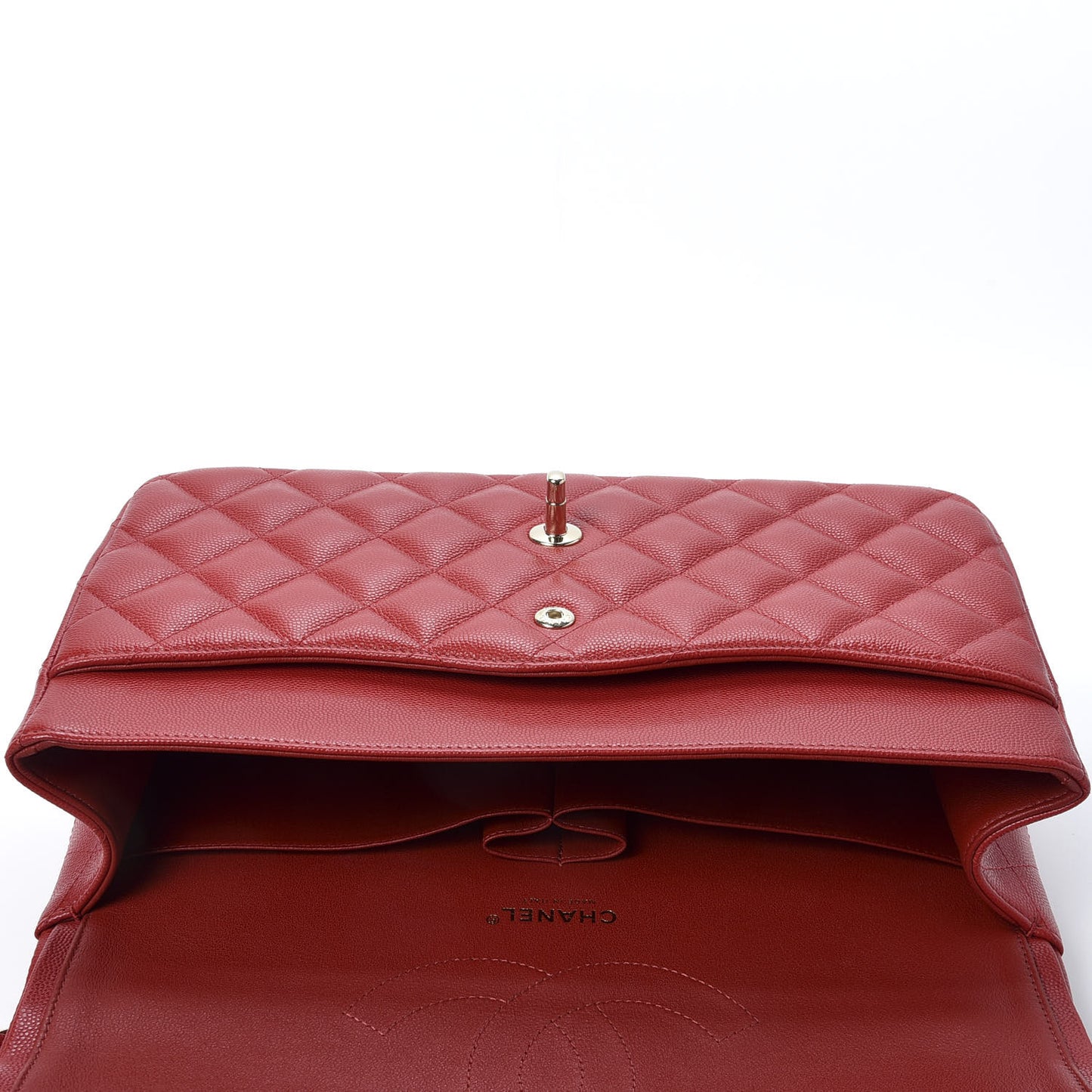 Caviar Quilted Jumbo Double Flap Red