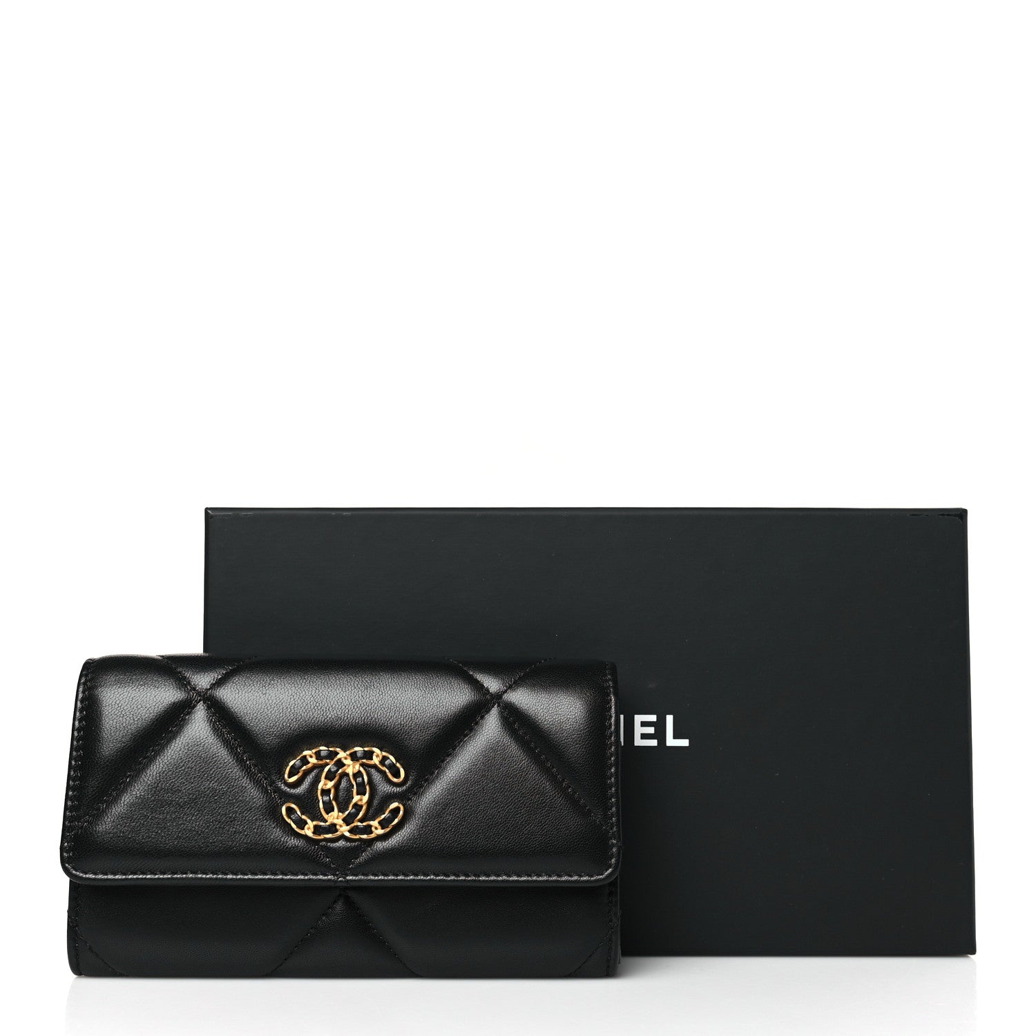 Chanel Lambskin Quilted Chanel 19 Flap Wallet Black 9 of 9