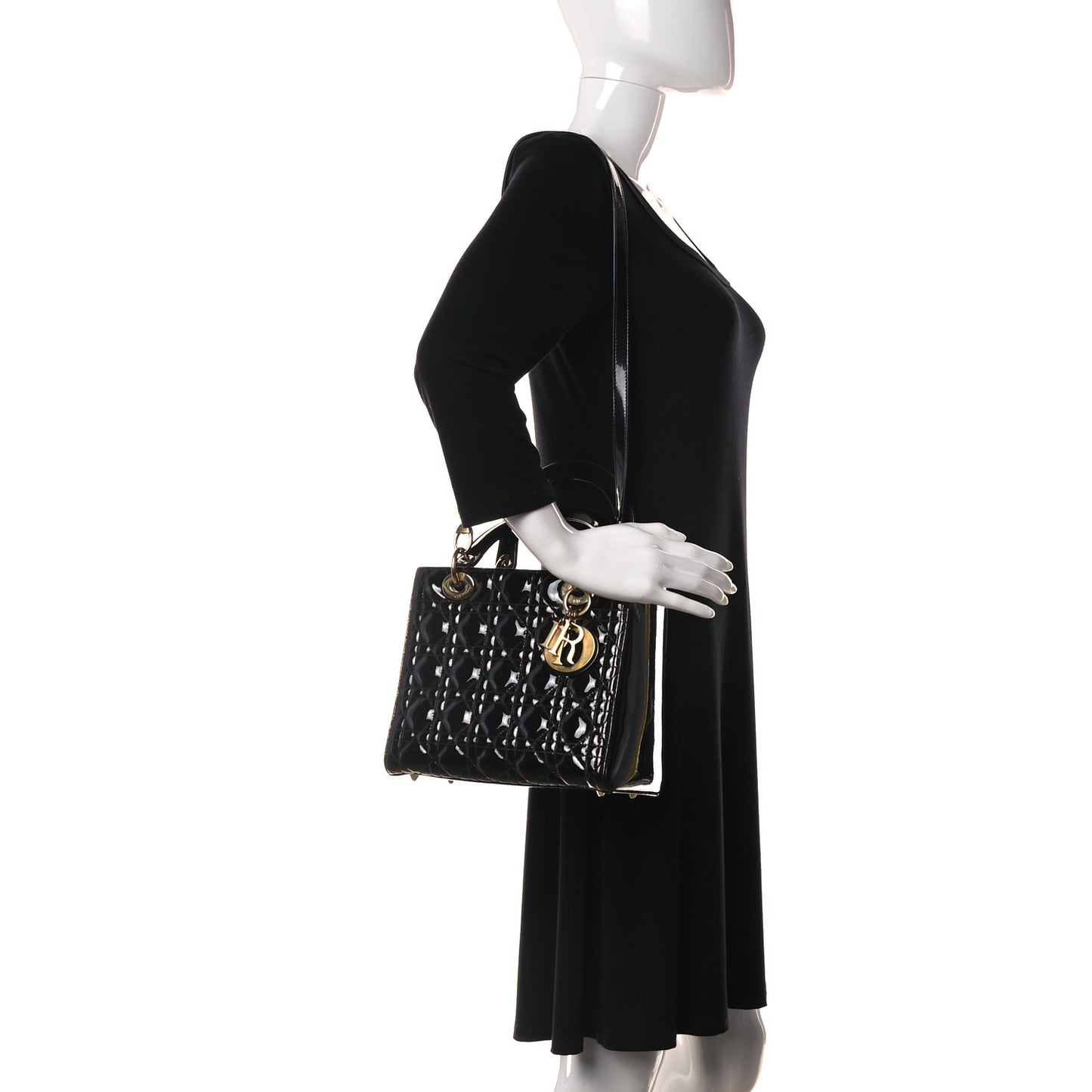 Patent Cannage Medium Lady Dior Black