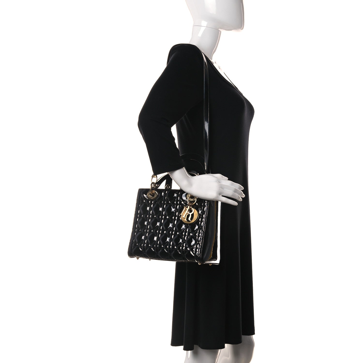 Christian Dior Patent Cannage Medium Lady Dior Black 2 of 17