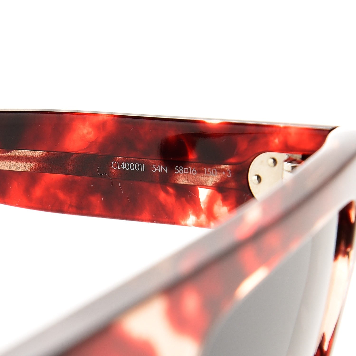 Celine Acetate Aviator Sunglasses CL 40001 Striped Red Havana 6 of 7
