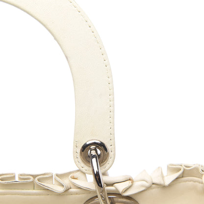 Christian Dior Lambskin Cannage Ruffle Trim Medium Lady Dior Off White 11 of 15