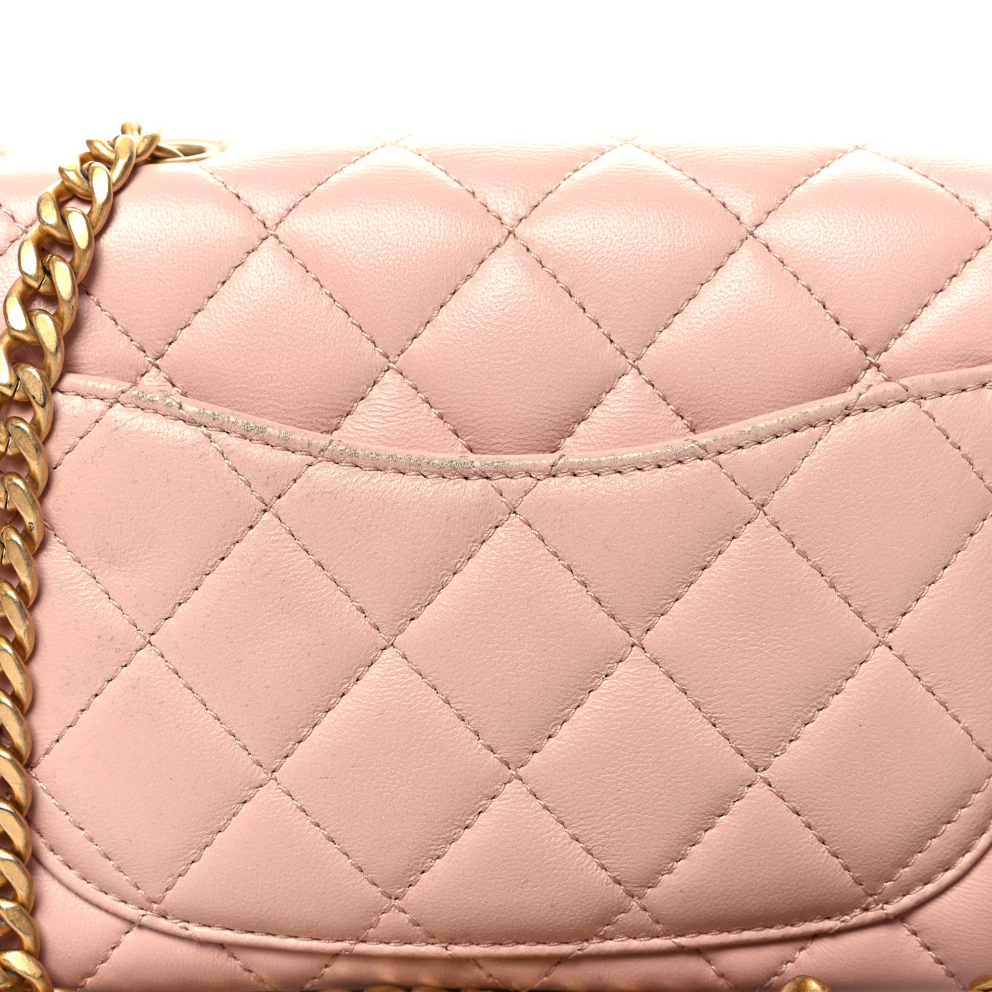 Lambskin Quilted Mini Rectangular Sweet Camellia Flap Light Pink