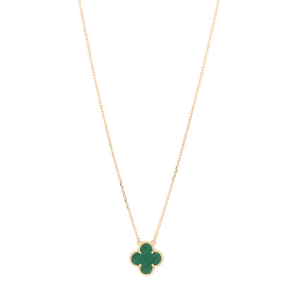 Van Cleef & Arpels 18K Yellow Gold Malachite Vintage Alhambra Pendant Necklace 1 of 5