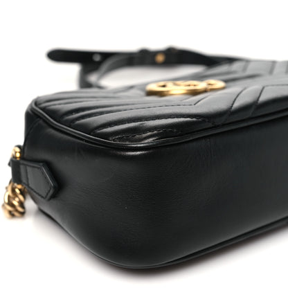 Gucci Calfskin Matelasse Small GG Marmont Chain Shoulder Bag Black 9 of 12