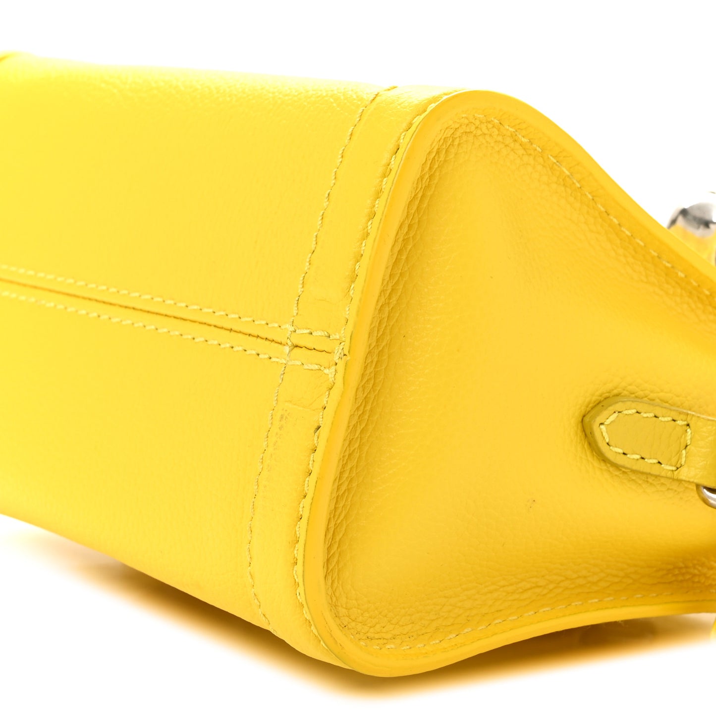 Pebbled Calfskin Mini Skull Padlock Zip Around Tote Imperial Yellow