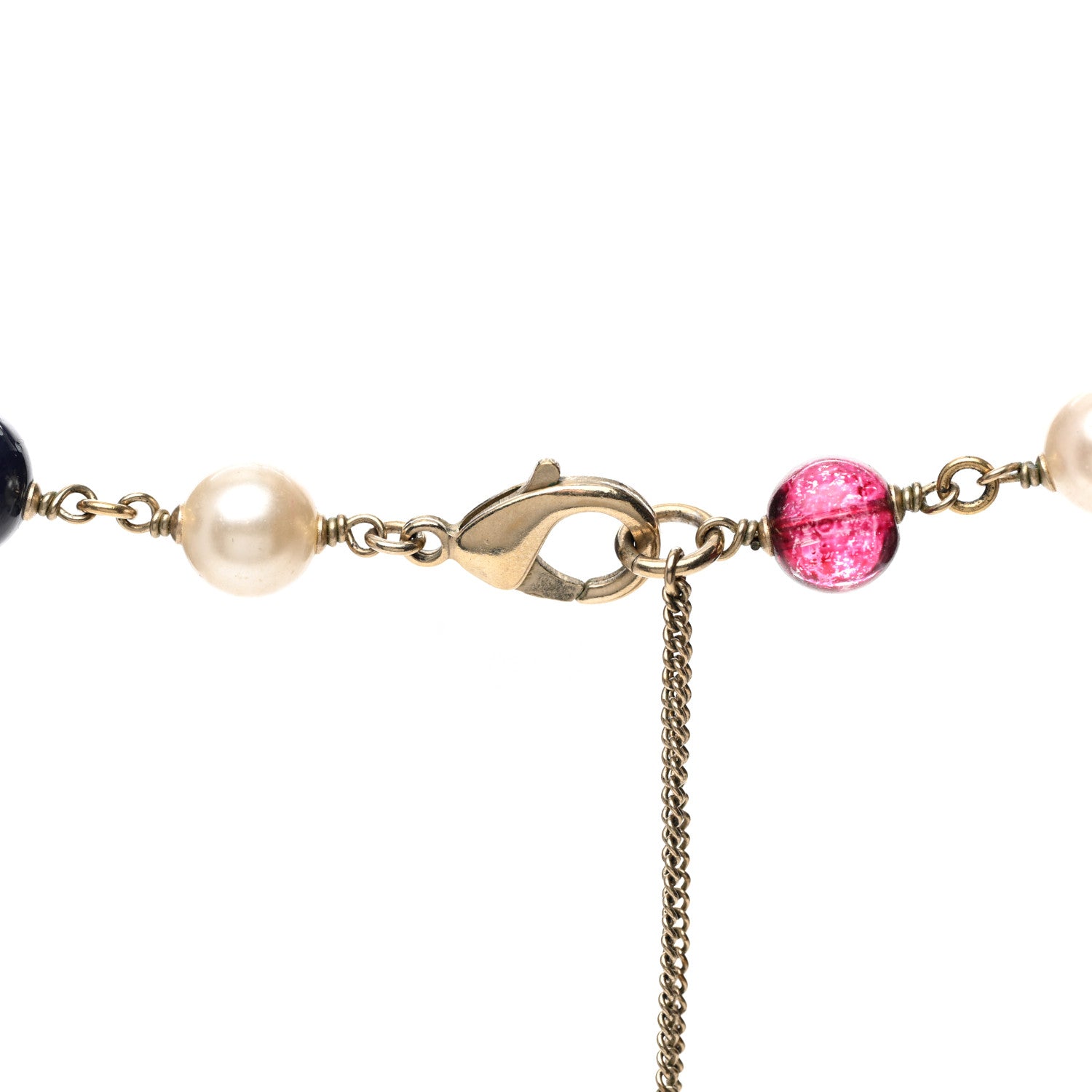 Chanel Beaded Pearl CC Long Strand Necklace Blue Red Gold 4 of 6