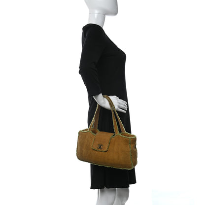 Chanel Suede Shearling Shoulder Bag Light Brown 2 of 12