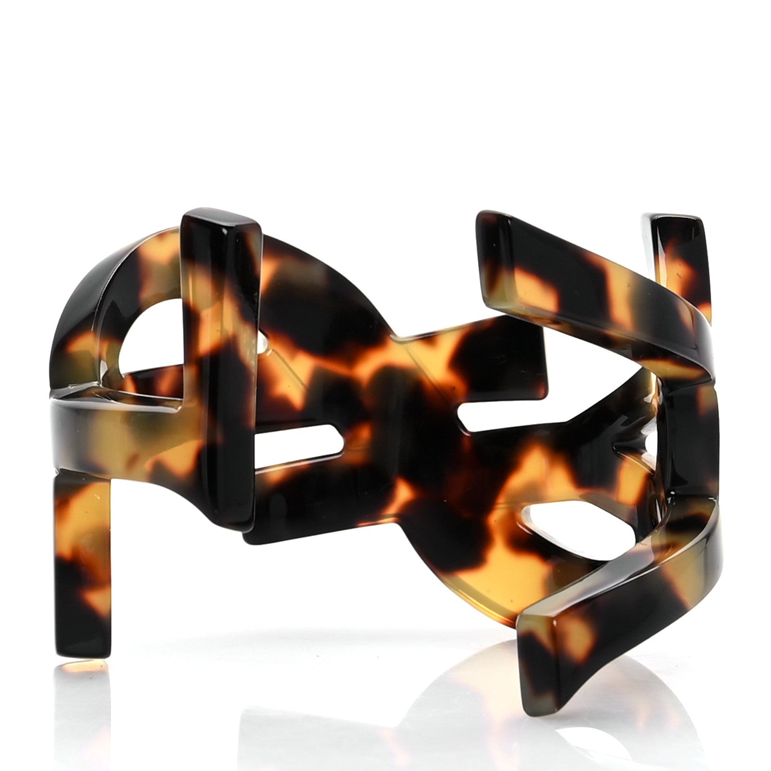 Saint Laurent Resin Monogram Medium Cuff Bracelet Tortoise 3 of 4