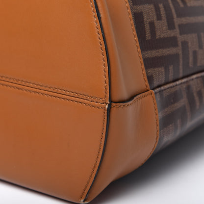 Fendi Glazed Fabric Vitello Century FF 1974 Stamp Patch Shopping Tote Mogano Panna Caramello 20 of 24