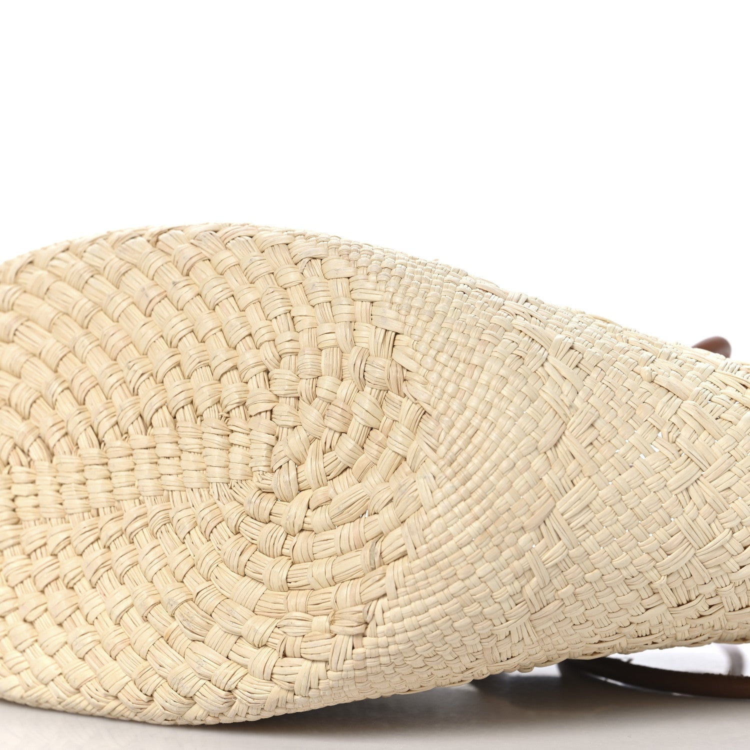 Loewe Calfskin Raffia Paulas Ibiza Small Anagram Basket Tote Bag Natural Tan 9 of 11