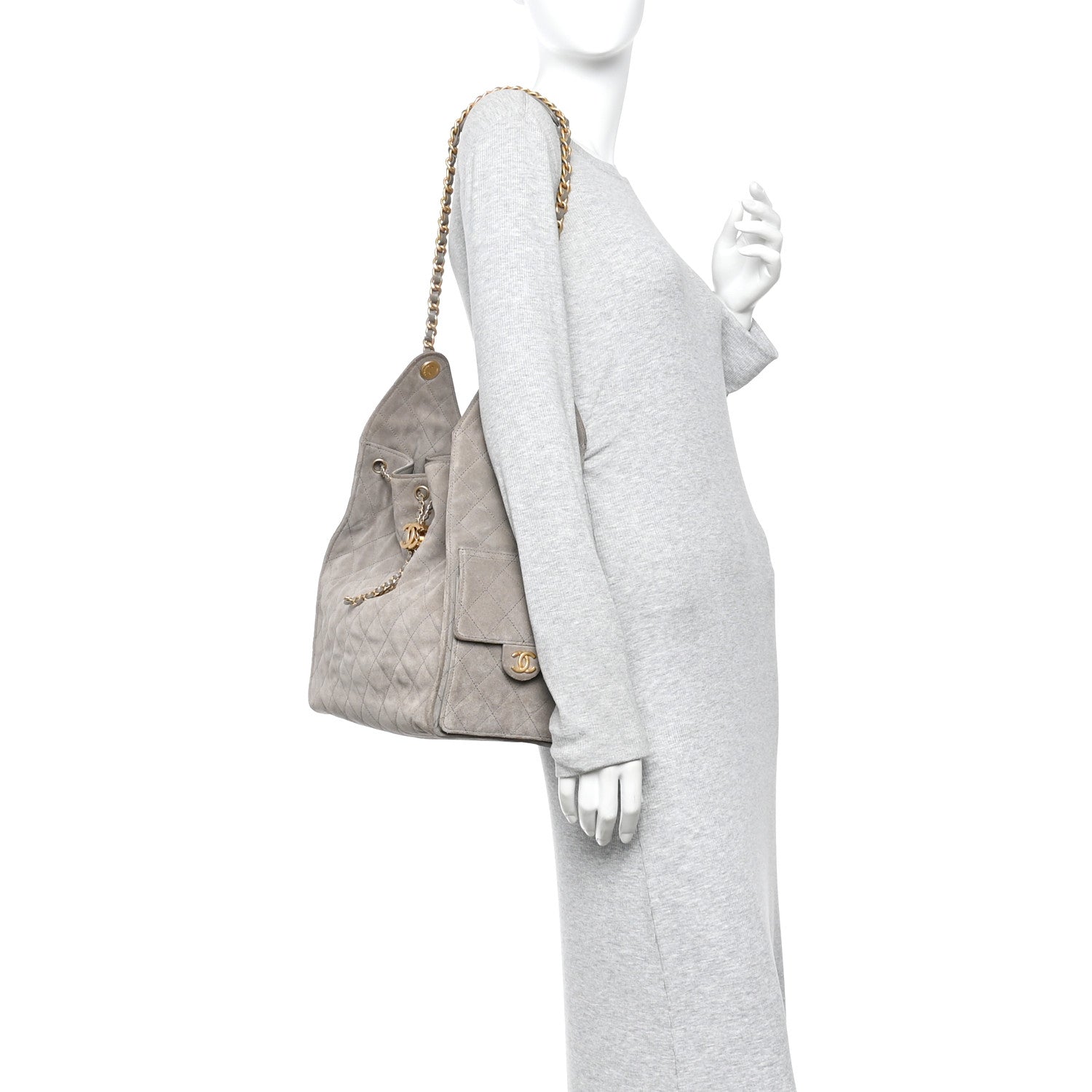 Chanel Suede Quilted Medium Chanel 25 Handbag Grey 2 of 11