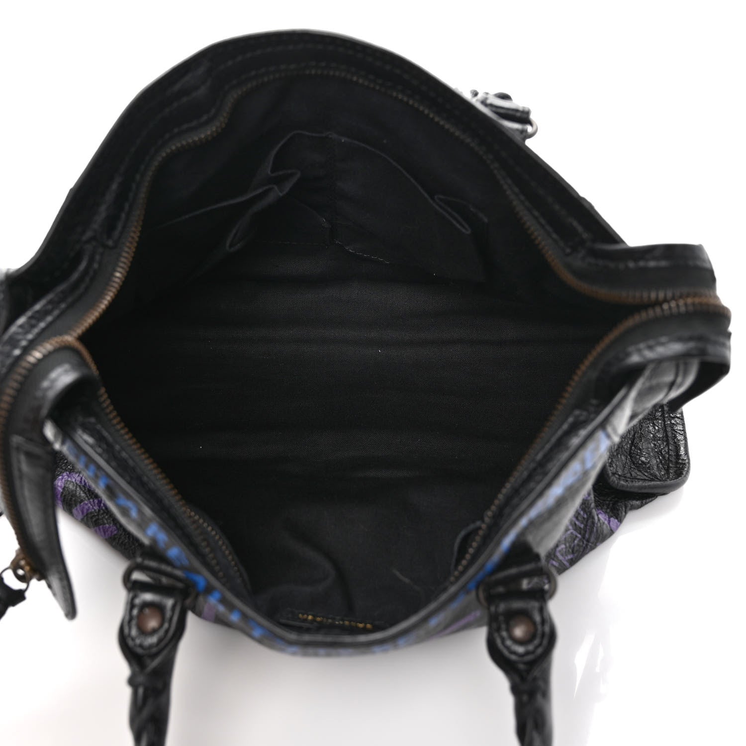 Balenciaga Agneau Arena Graffiti All Over Classic Hardware S City Black Bleu Violet 5 of 8