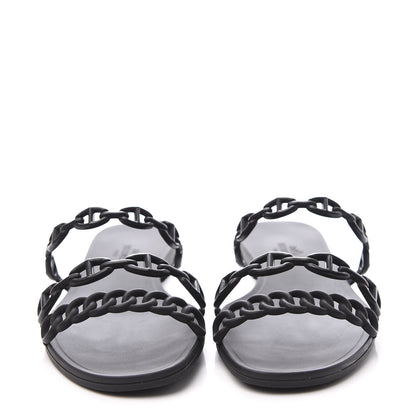Hermes Rubber Chaine d'Ancre Rivage Sandals 36 Black 3 of 10