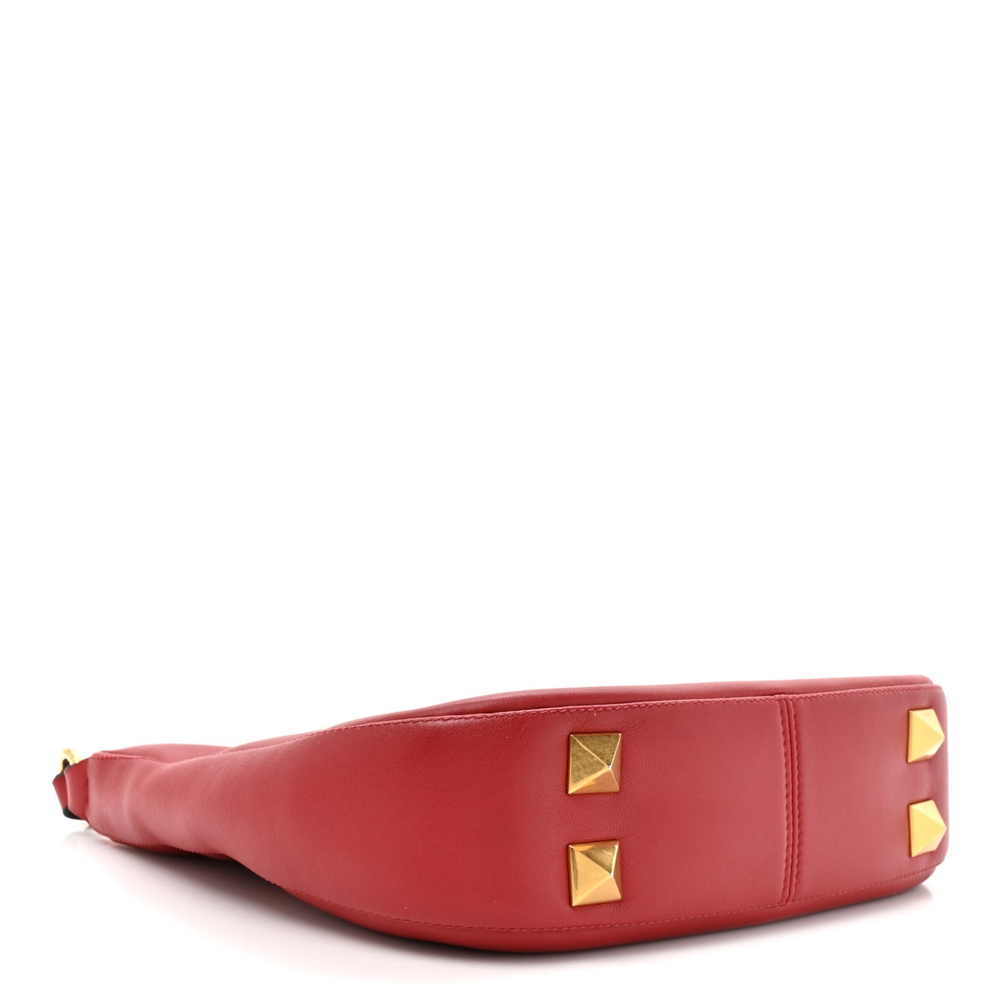 Calfskin Stud Sign Zip Hobo Rosso Valentino