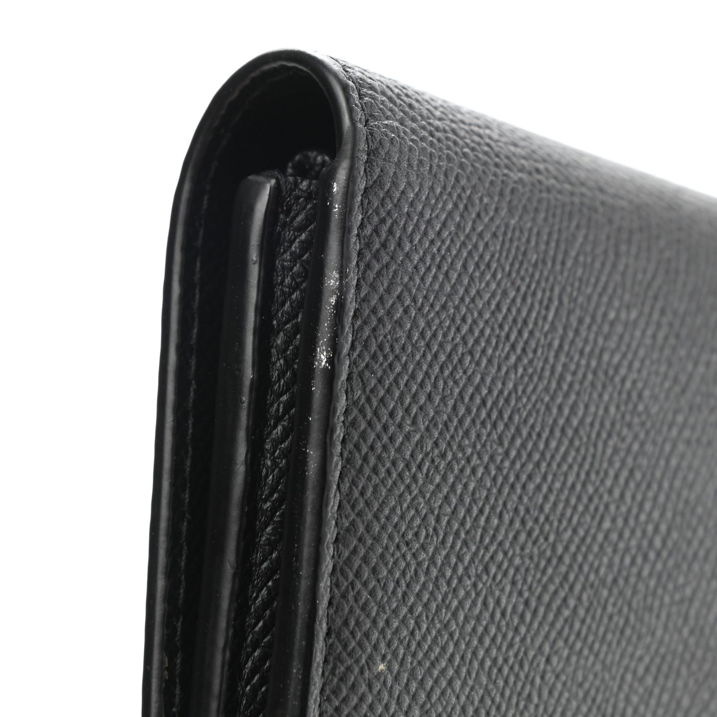 Grained Calfskin Logo Cash Thin Money Wallet Black White