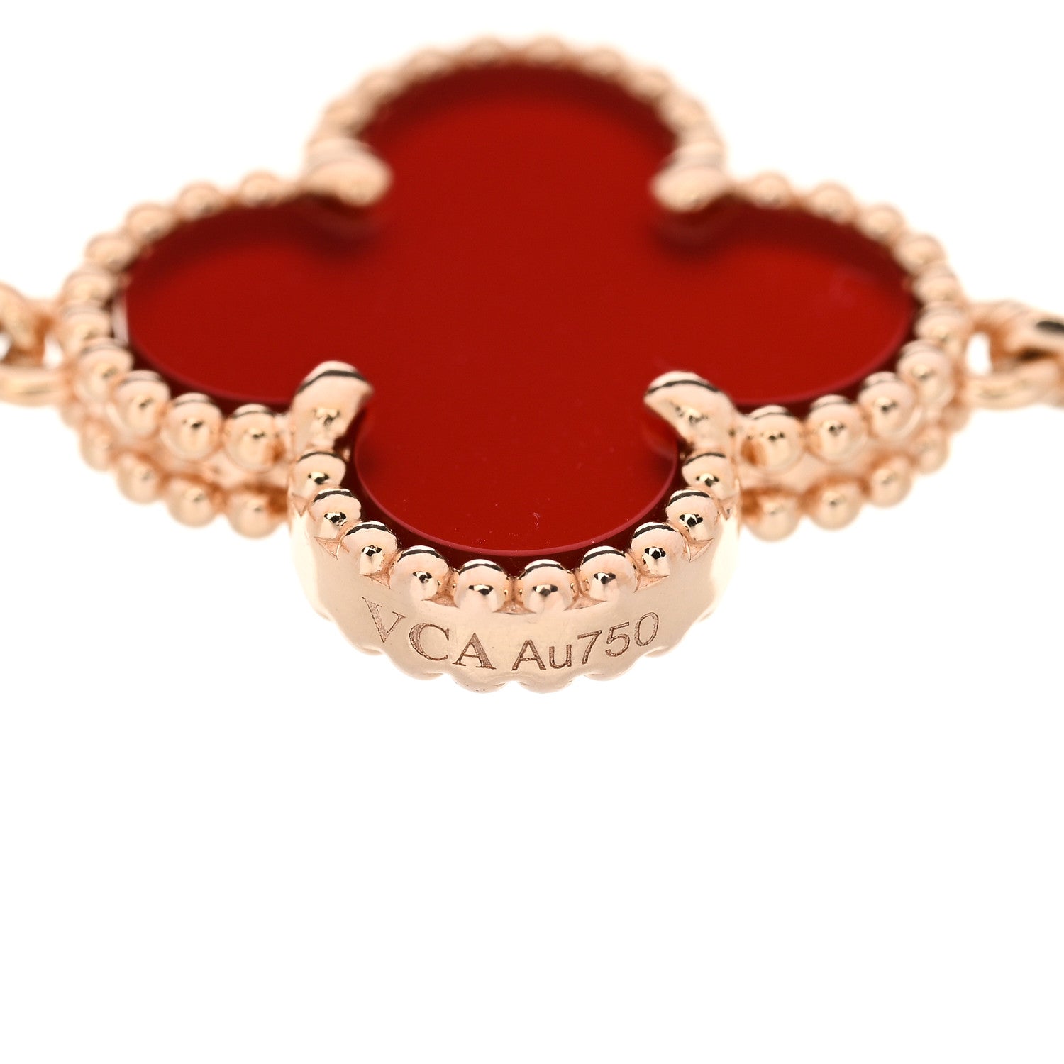 Van Cleef & Arpels 18K Rose Gold Carnelian 5 Motifs Guilloche Vintage Alhambra Bracelet 4 of 5