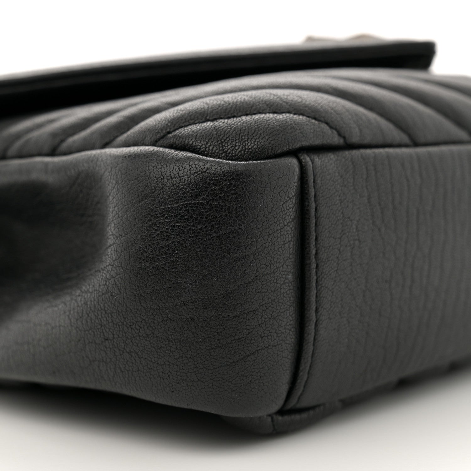 Saint Laurent Sheepskin Matelasse Chevron Monogram Medium College Bag Black 9 of 12