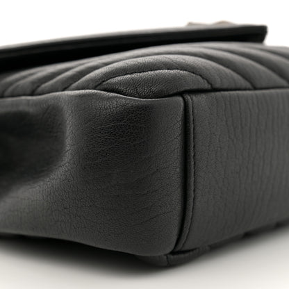 Saint Laurent Sheepskin Matelasse Chevron Monogram Medium College Bag Black 9 of 12
