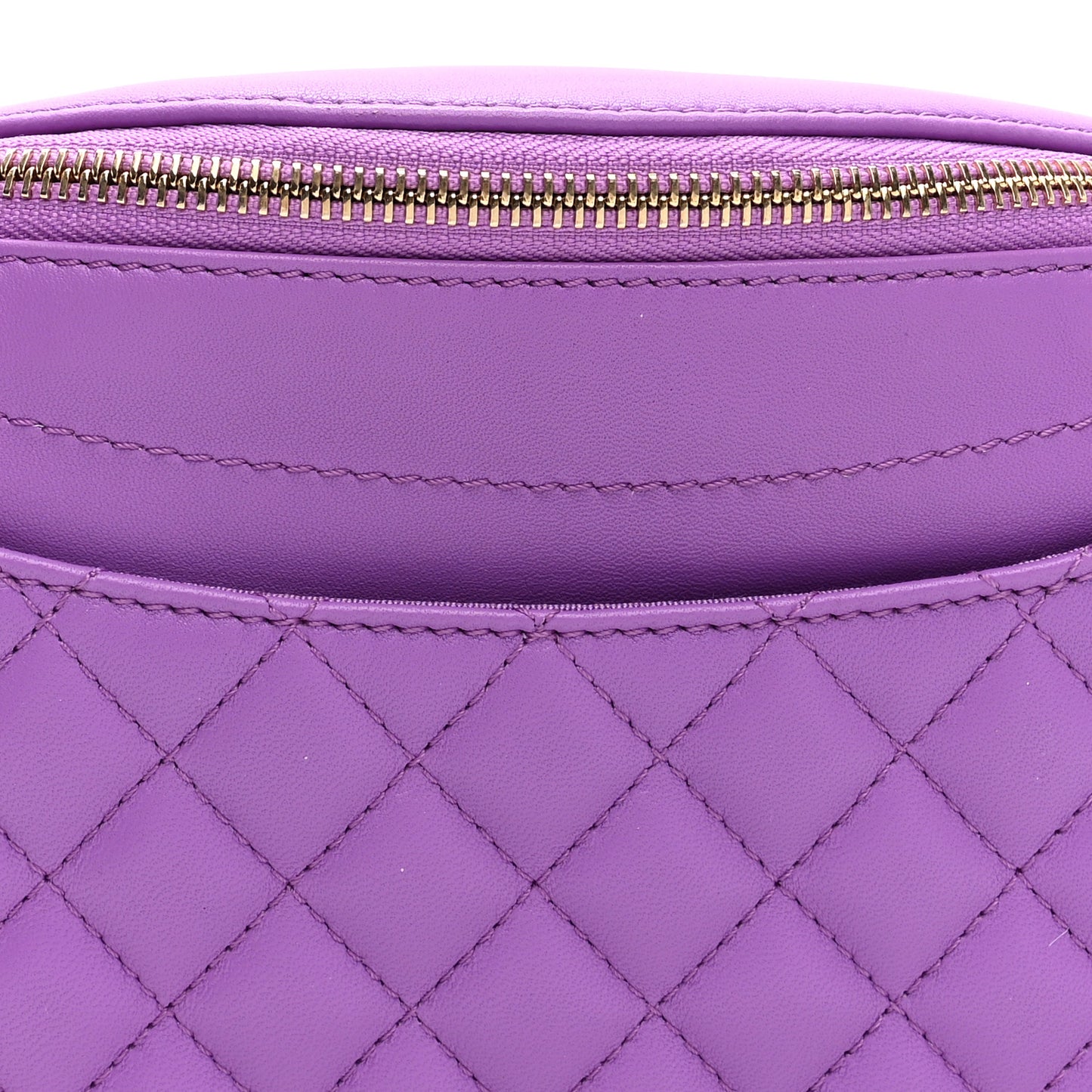 Lambskin Quilted Waist Belt Bag Purple