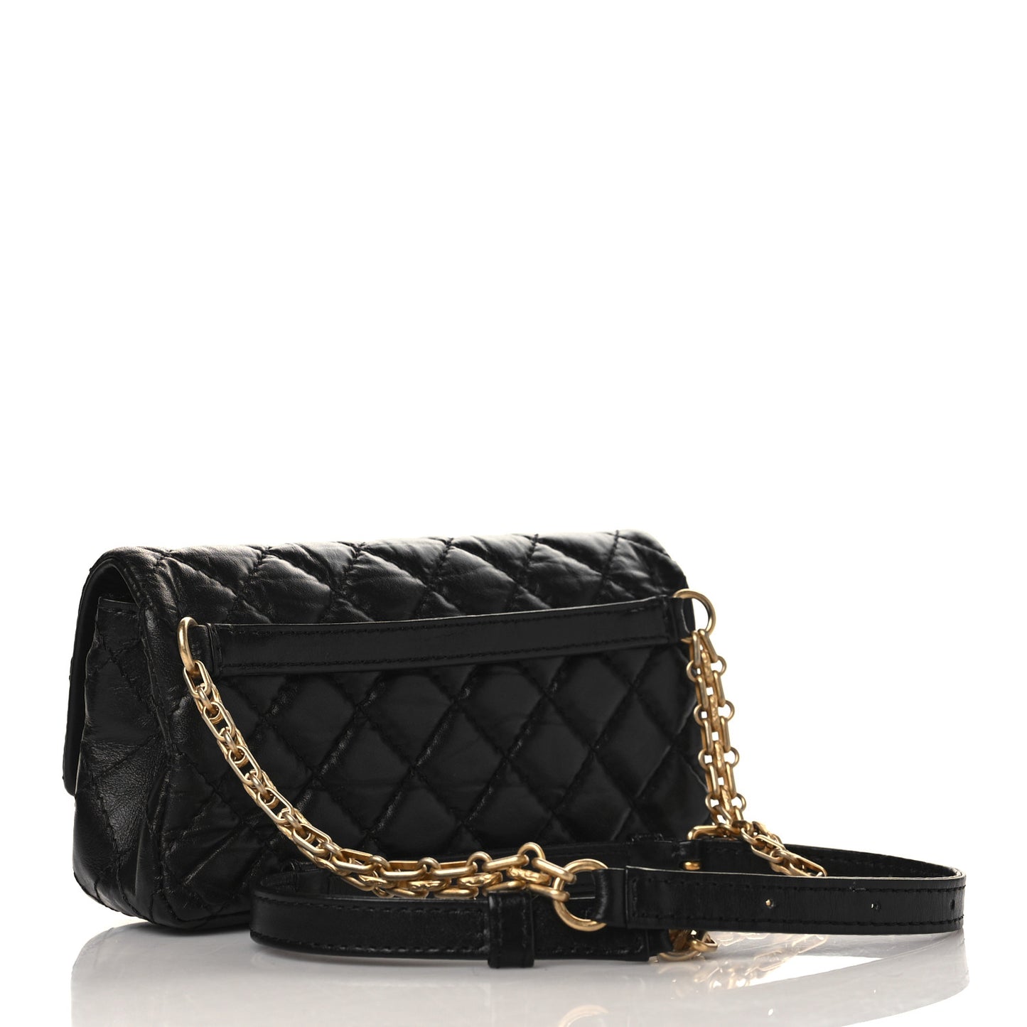 Aged Calfskin Quilted 2.55 Reissue Flap Belt Bag Clutch Black