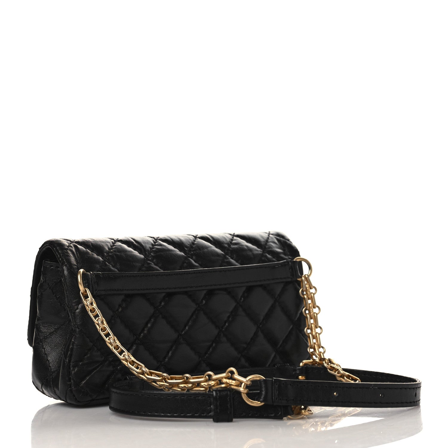 Chanel Aged Calfskin Quilted 2.55 Reissue Flap Belt Bag Clutch Black 3 of 10