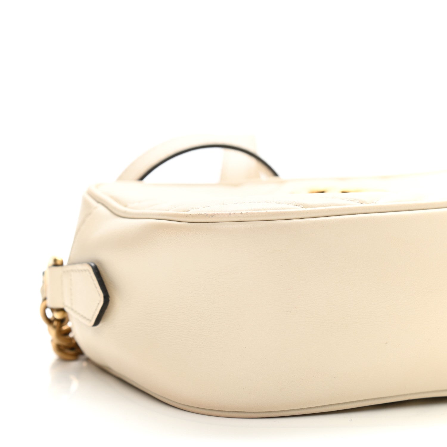 Gucci Calfskin Matelasse Small GG Marmont Chain Shoulder Bag White 9 of 13