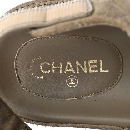 Chanel Suede Calfskin Velcro Dad Sandals 36 Beige 7 of 9