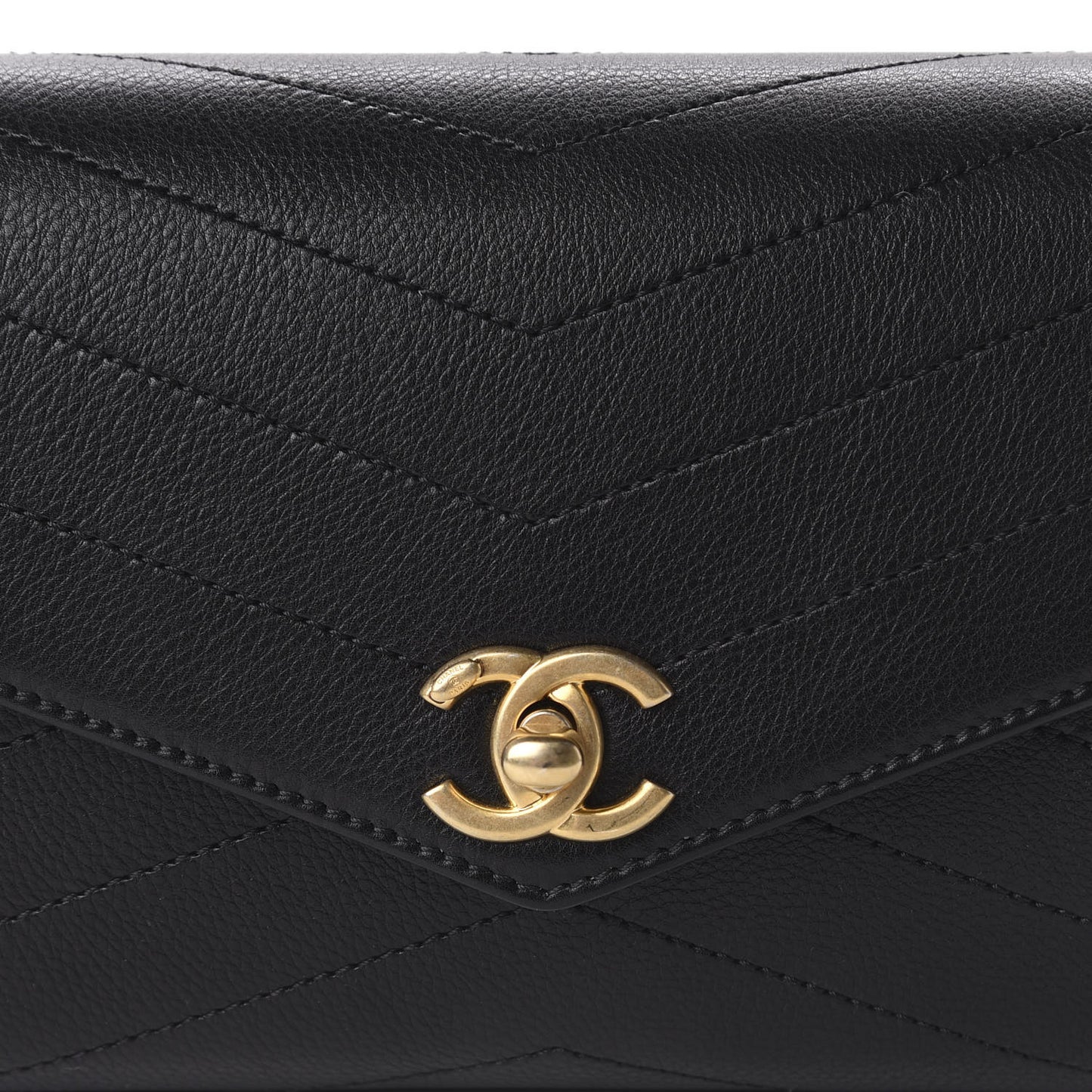 Calfskin Chevron Stitched Coco Waist Bag Black