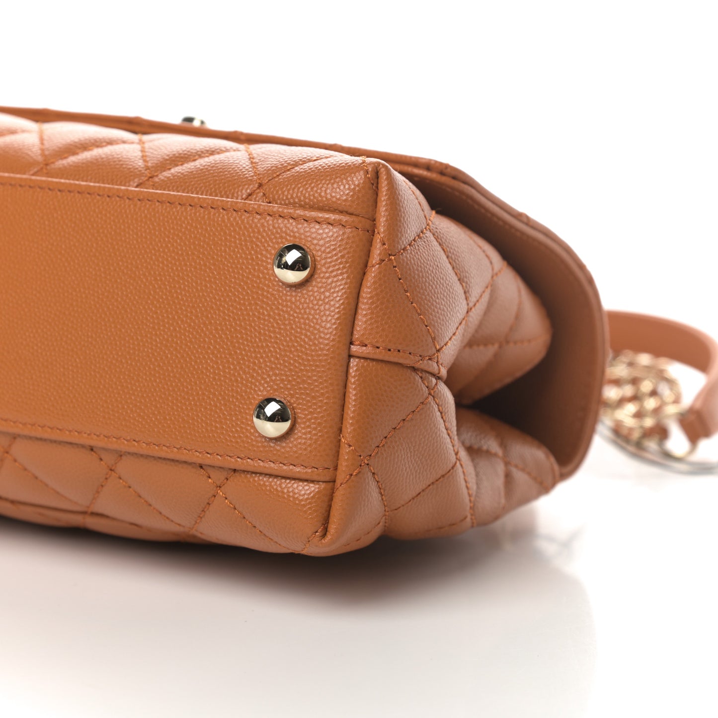 Caviar Quilted Mini Coco Handle Flap Light Brown