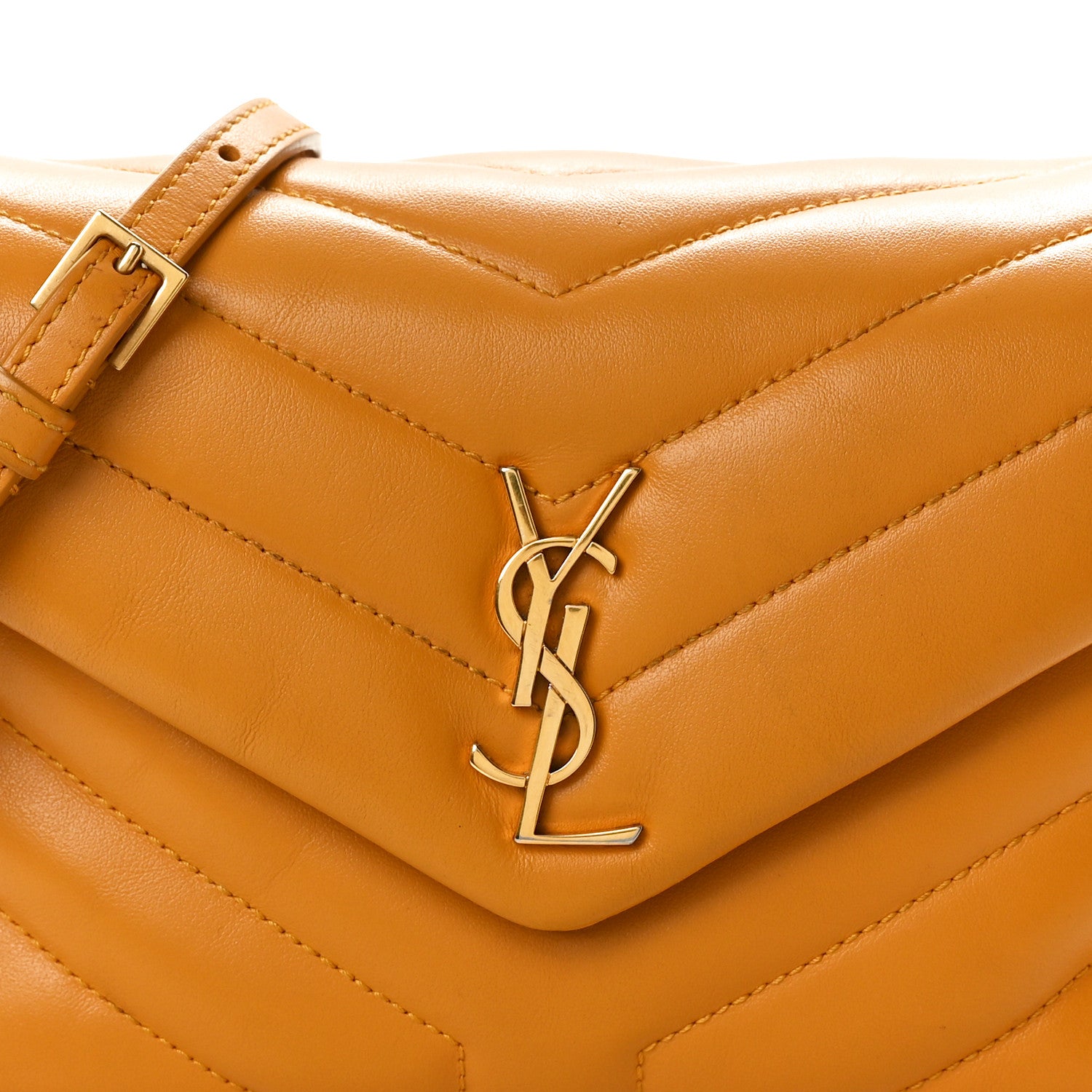 Saint Laurent Calfskin Y Quilted Monogram Toy Loulou Crossbody Bag Cheddar 8 of 12