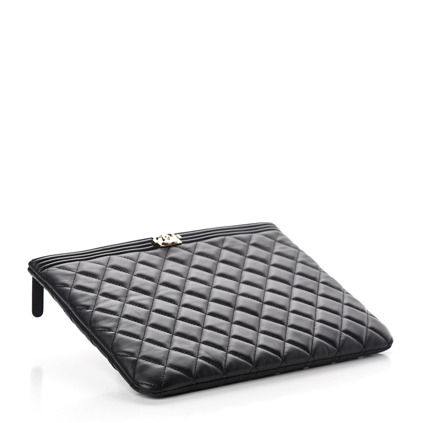 Lambskin Quilted Medium Boy Cosmetic Case Black