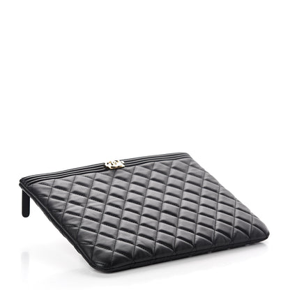 Chanel Lambskin Quilted Medium Boy Cosmetic Case Black 3 of 6